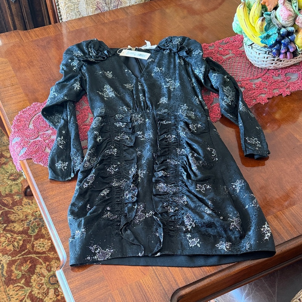 Elegant Black Misses  Dress with Silver Accents